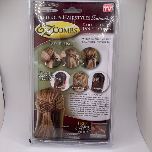 EZ Combs New in Box Deadstock Hair Clip Accessory As Seen on TV 2008 Two Pack - Picture 3 of 9